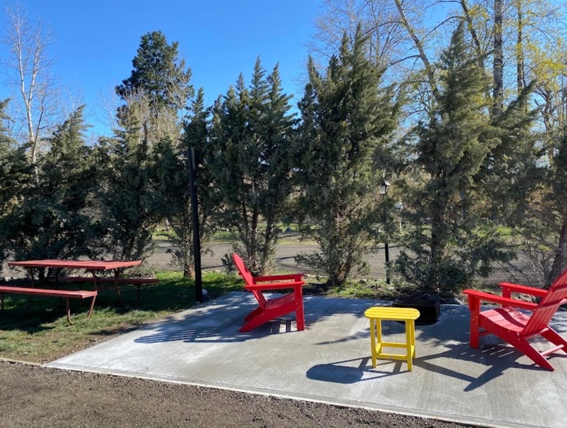 Social events area with Adirondack chairs
